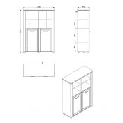 Vetrina contemporanea a 2 ante, finitura Rovere e Carbone