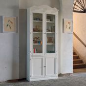 Libreria arte povera 4 ante in legno, finitura latte