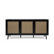 Credenza  Madia moderna Arendal con 3 ante in finitura Nero opaco con dettagli Oro