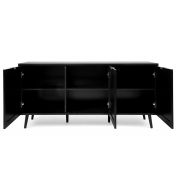 Credenza  Madia moderna Arendal con 3 ante in finitura Nero opaco con dettagli Oro