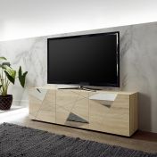 Soggiorno moderno con 2 madie e un porta Tv in finitura Rovere samoa con specchi