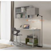 Scrivania moderna con gambe in metallo in finitura Grigio dorian