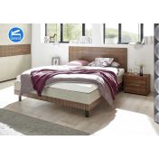 Letto con contenitore matrimoniale, finitura Noce Scuro Serigrafato