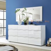 Madia onda a 3 ante, finitura bianco lucido, design moderno