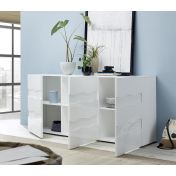 Madia onda a 3 ante, finitura bianco lucido, design moderno