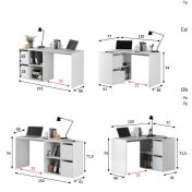 Scrivanie moderne con cassetti, pluriposizionabile, bianco artik