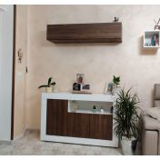 Credenza Madia moderna, 3 ante in finitura Noce Dark e Bianco Lucido