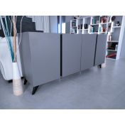 Credenza Madia 4 ante con maniglia a gola, finitura Grigio Seta Nobilitato