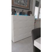 Credenza  Madia contenitore onda a 2 ante, finitura bianco lucido, design moderno