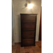 Elegante Scarpiera in legno colore lucido noce con 4 porte,170 cm
