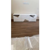 Credenza Madia moderna serigrafata con 3 ante e specchi in finitura Bianco lucido
