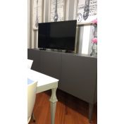 Mobile Credenza Moderna, Madia di design, 3 ante, Grigio Opaco con piedini