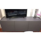 Mobile Credenza Moderna, Madia di design, 3 ante, Grigio Opaco con piedini