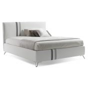 Letto contenitore Zadok in ecopelle in finitura bianco, grigio perla ed antracite