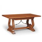 Tavolo allungabile in legno massello, noce, arte povera - gambe ad arpa con ferro