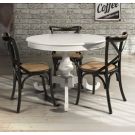 Tavolo rotondo allungabile in legno, bianco opaco, stile industry