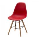 Sedia di Design Rossa con gambe in Legno, seduta in pvc