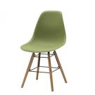 Sedia di Design Verde con gambe in Legno, seduta in pvc