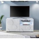 Porta TV cerchio 1 anta 1 cassetto, finitura bianco lucido, design moderno
