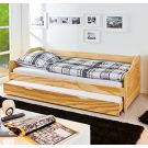Divano letto con secondo letto ad estrazione in legno naturale