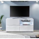 Porta TV onda 1 anta 1 cassetto, finitura bianco lucido, design moderno