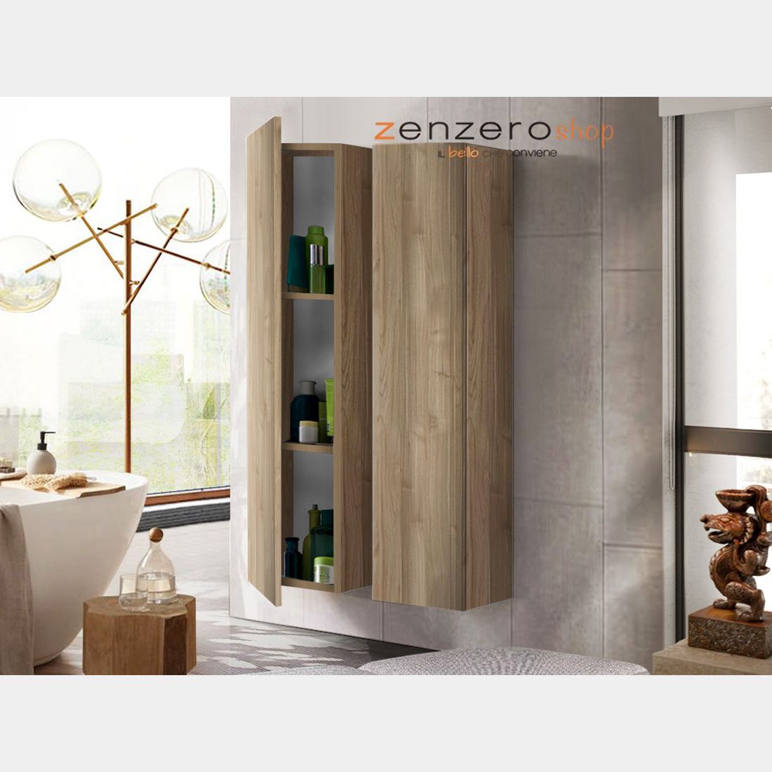 Colonna da bagno finitura noce design classico contemporaneo - Le Chic  Arredamenti