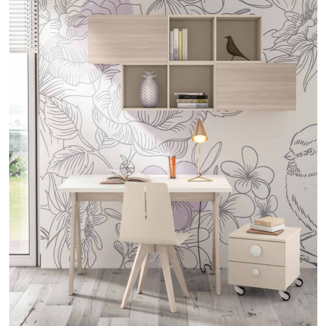 Scrivania con piana Grigia Seta e gambe Olmo Natura Zenzero shop