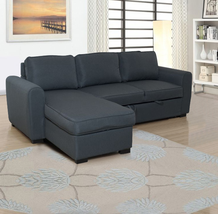 Divano letto trasformabile Ultra Magnus con penisola in tessuto grigio scuro