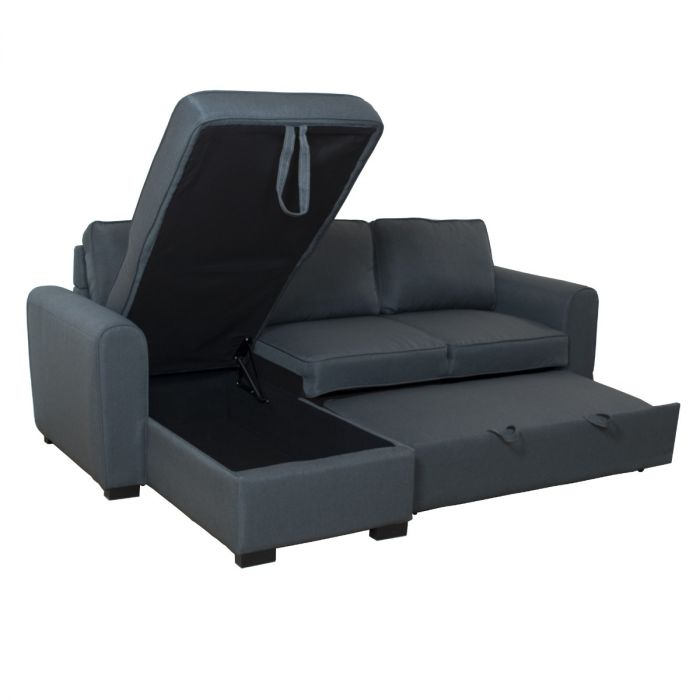 Divano letto trasformabile Ultra Magnus con penisola in tessuto grigio scuro