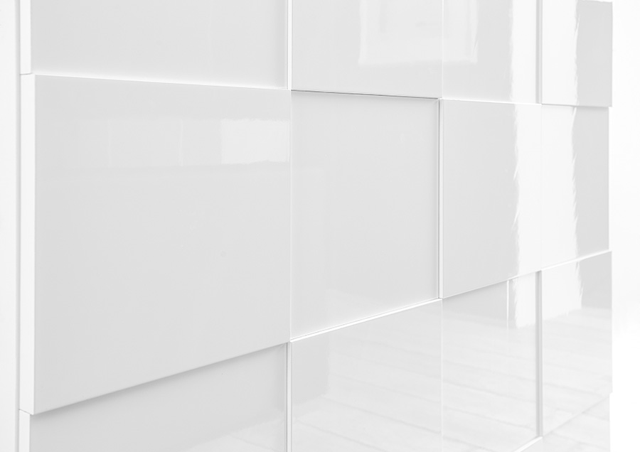 Credenza Moderna, Madia di Design, 3 ante, Bianco Lucido