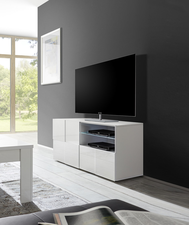 Mobili tv bianchi, porta tv ad un anta e un cassetto