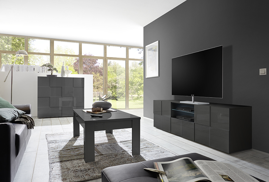 Sala Completa di Design Grigio Lucido