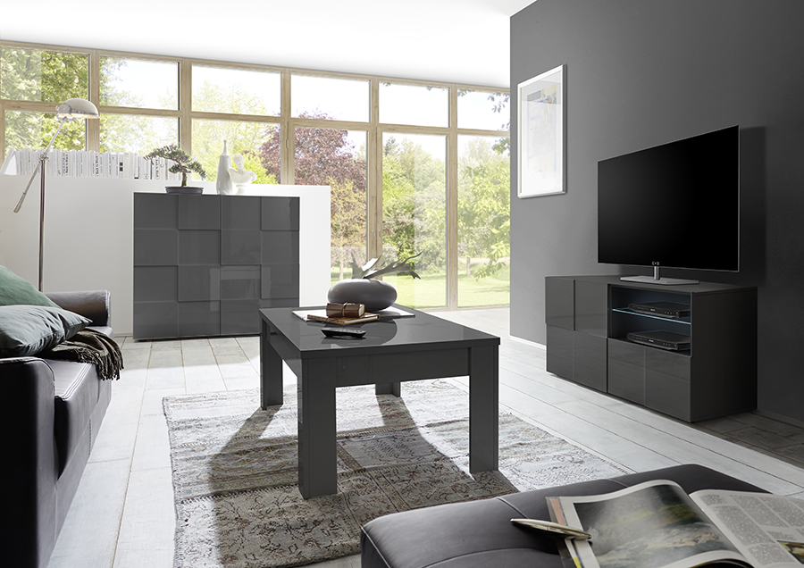 Sala Completa di Design Grigio Lucido