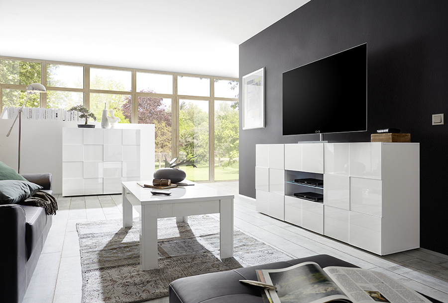 Sala Completa di Design Bianco Lucido