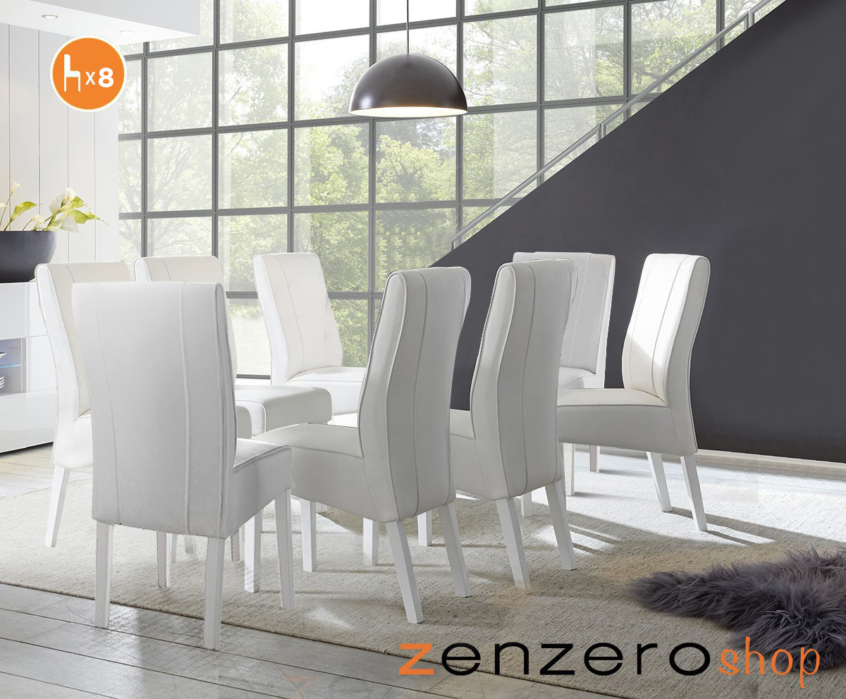 8 Sedie in ecopelle Bianca