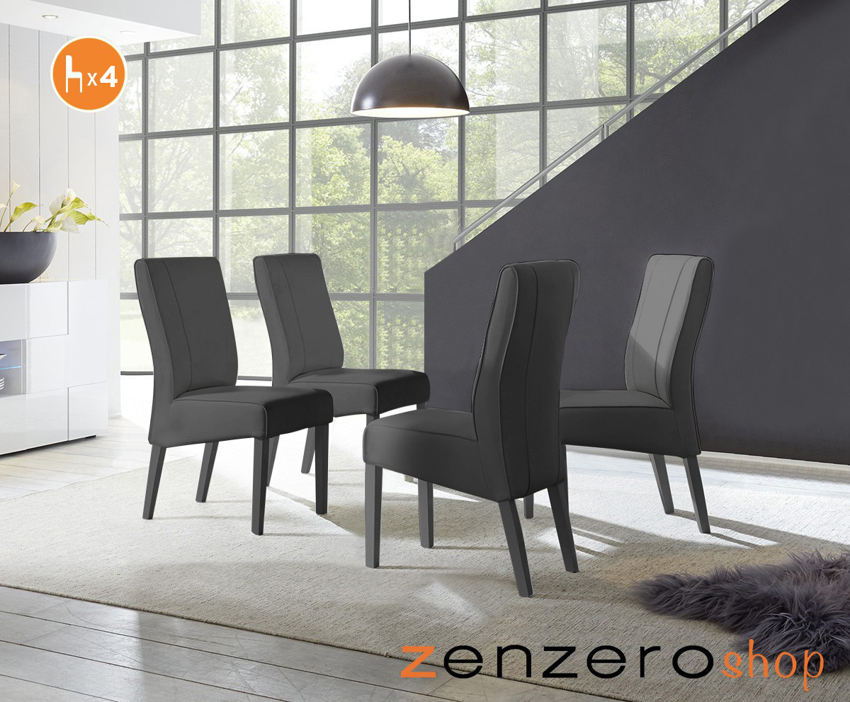 4 Sedie in ecopelle Grigia