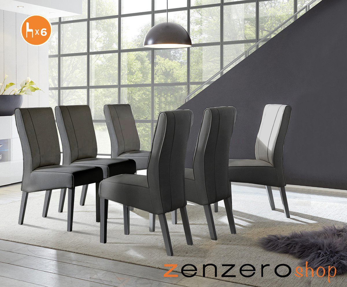 6 Sedie in ecopelle Grigia