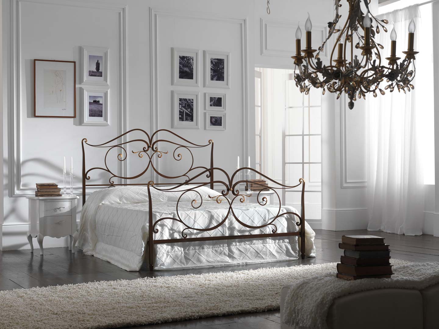 letto matrimoniale in ferro marrone anticato oro