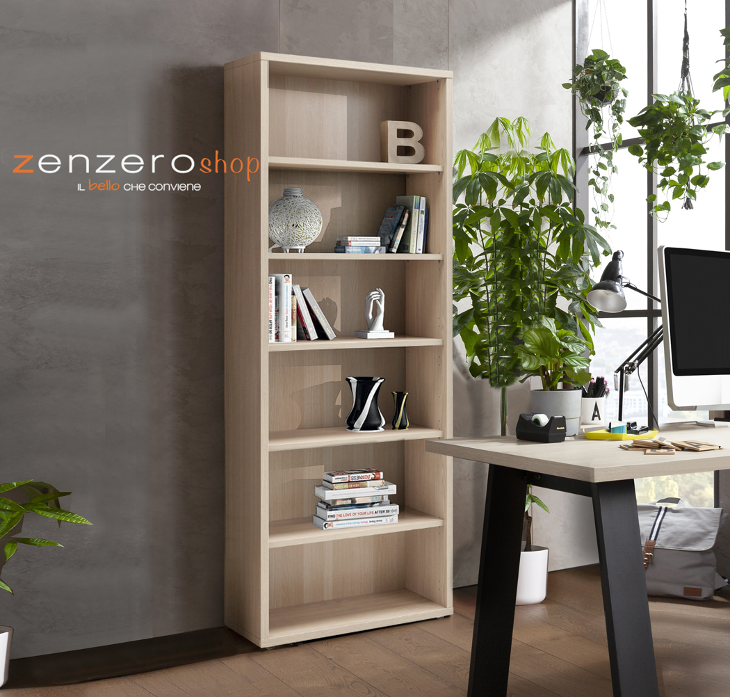 libreria 5 ripiani legno rovere