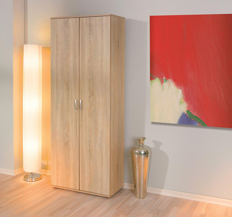 Armadio due ante + ripiani  legno finitura laminato rovere