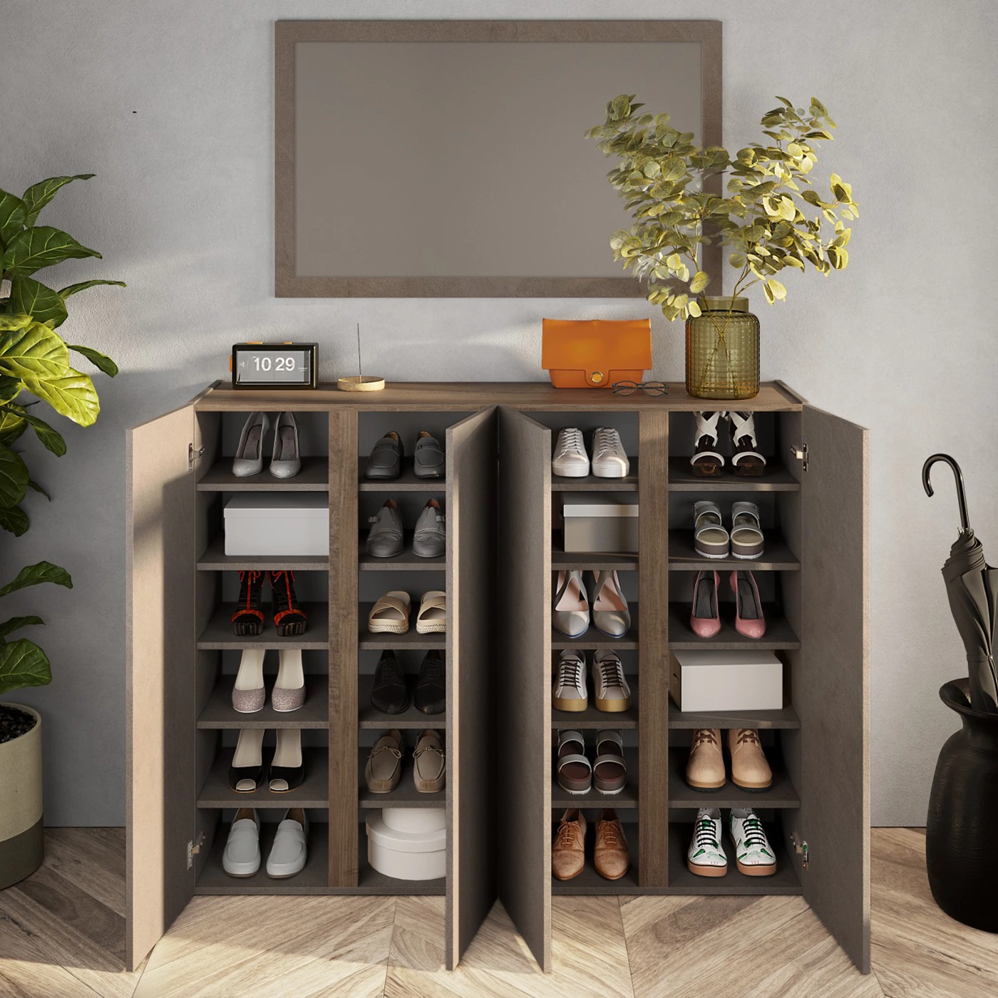 composizione bronzo con madia e specchio