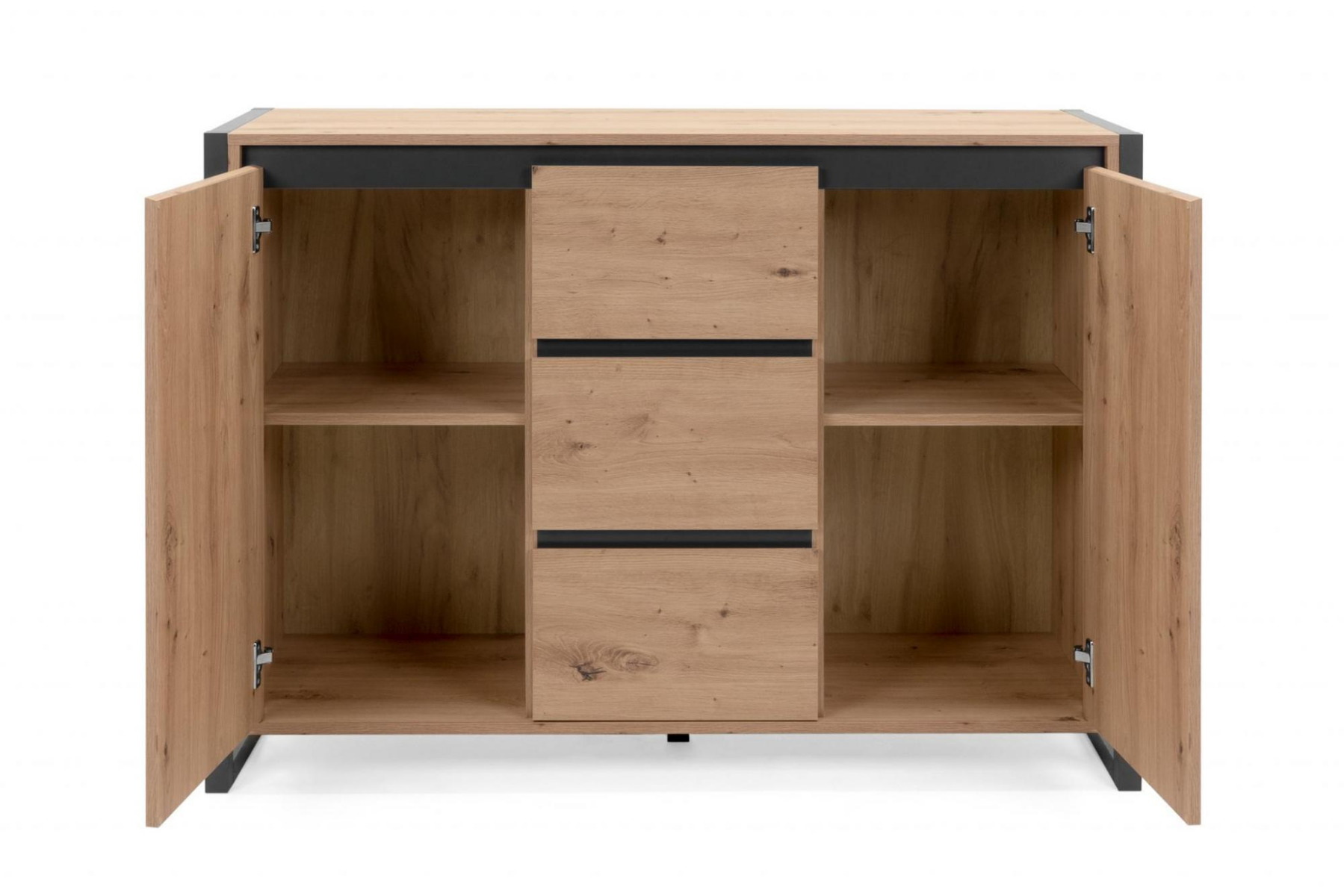 Madia industry 2 ante 3 cassetti, Rovere Nodato e struttura in Antracite