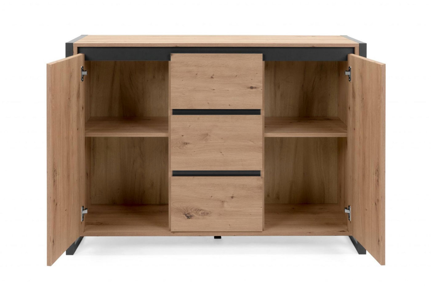 Credenza  Madia industry 2 ante 3 cassetti, Rovere Nodato e struttura in Antracite