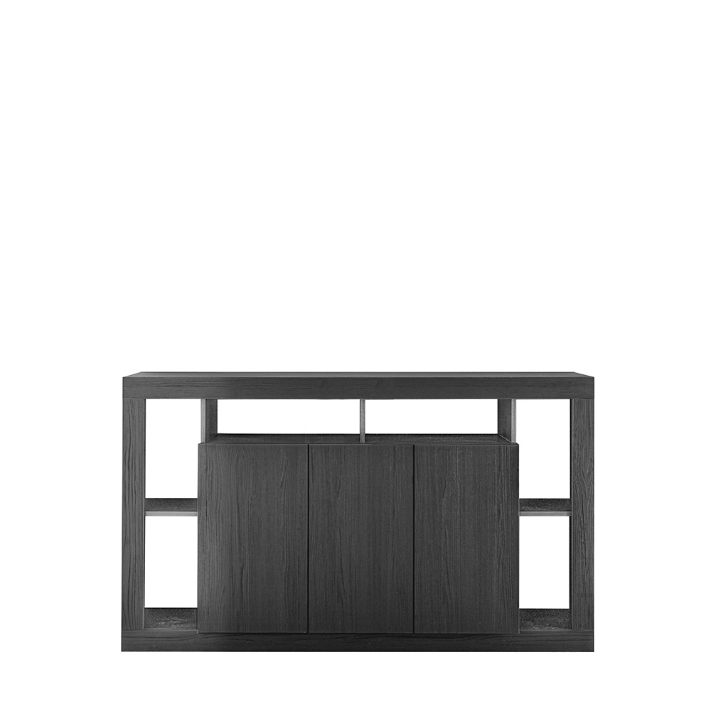 Credenze moderna di design a 3 ante, Nero frassinato Zenzero Shop