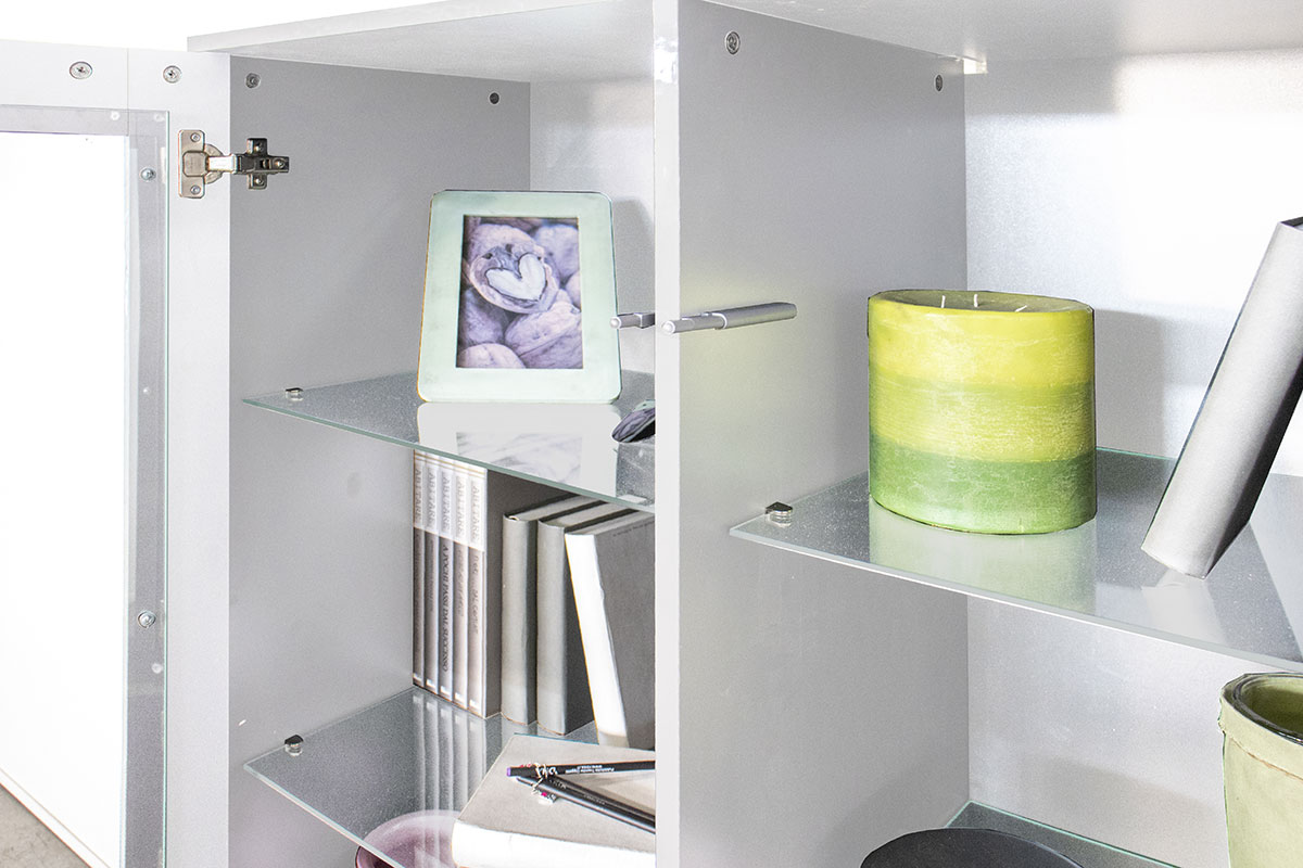 Vetrina di design bianca laccata lucida 