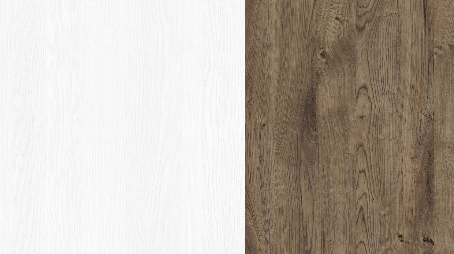 Elegante tavolino basso da salotto, finitura bianco frassinato e rovere 