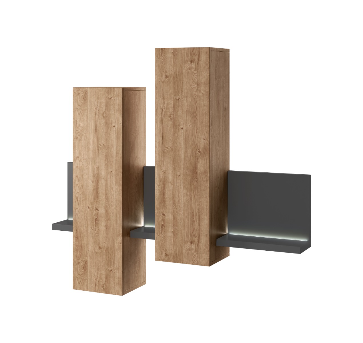 Sala completa moderna, rovere rustico e antracite