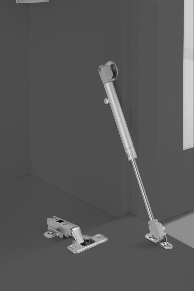 Conveniente Parete attrezzata L.340 cm, finitura Antracite lucido, Made in Italy