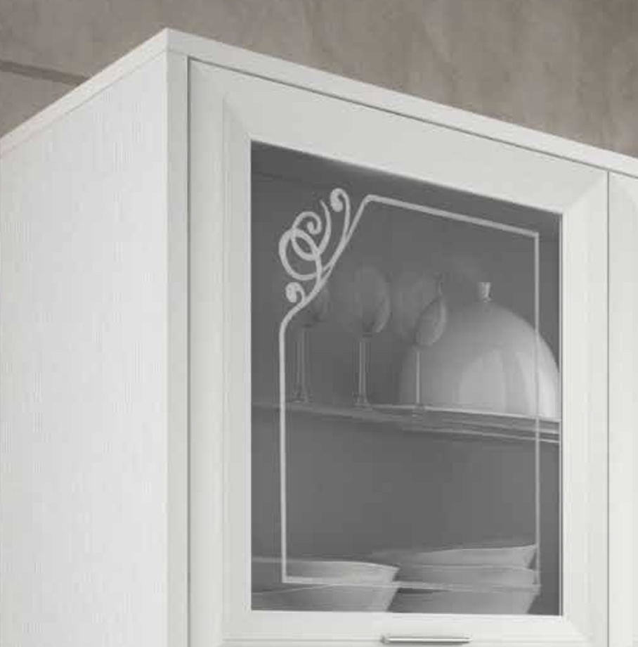 Vetrina classica 4 ante con decorazioni, Made in Italy