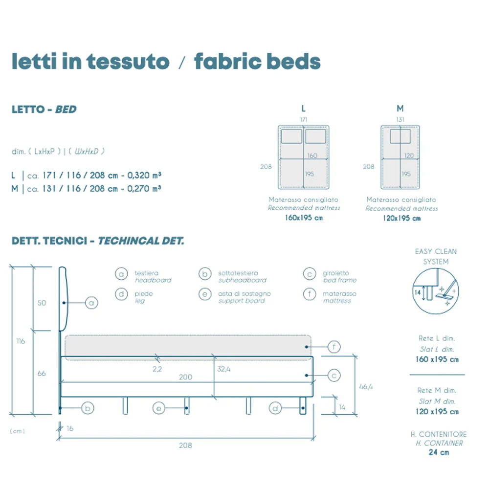 Letto piazza e mezza in tessuto colore Fumo in sconto Zenzero Shop